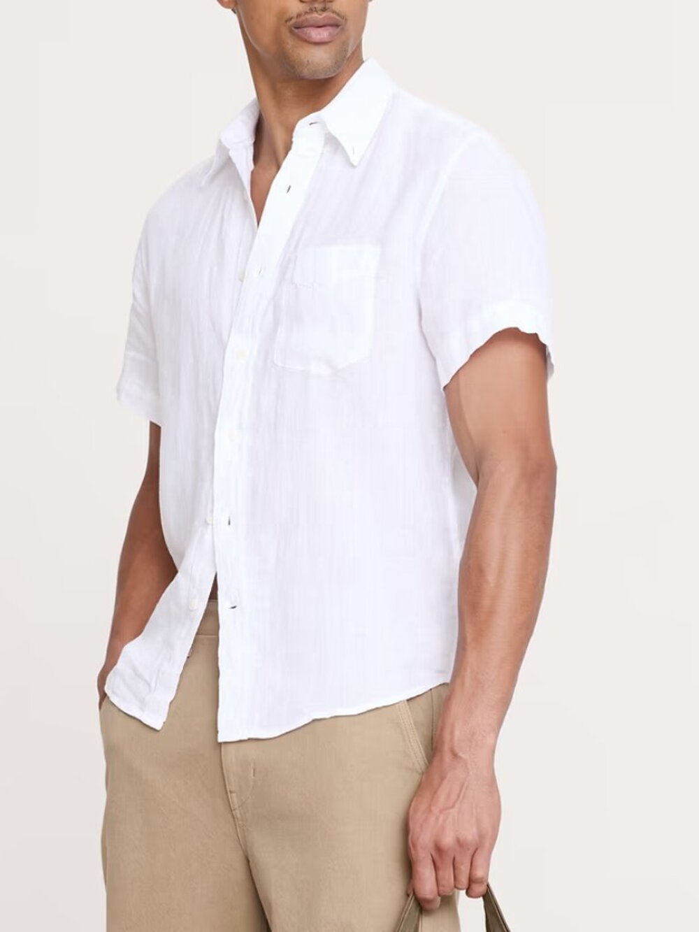 NWT Banana Republic Men's White 100% Euro Linen Standard-Fit SS Resort Shirt M